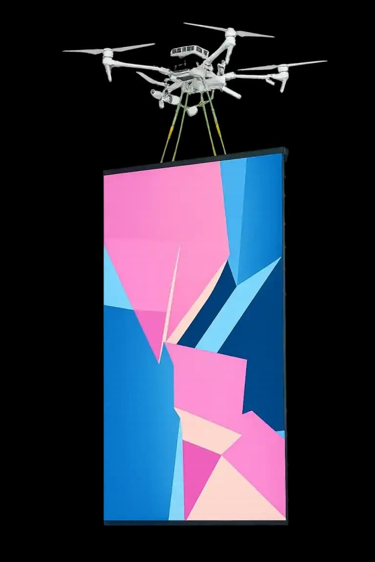 SkyScreen Pro drone carrying LED screen for aerial sky advertising